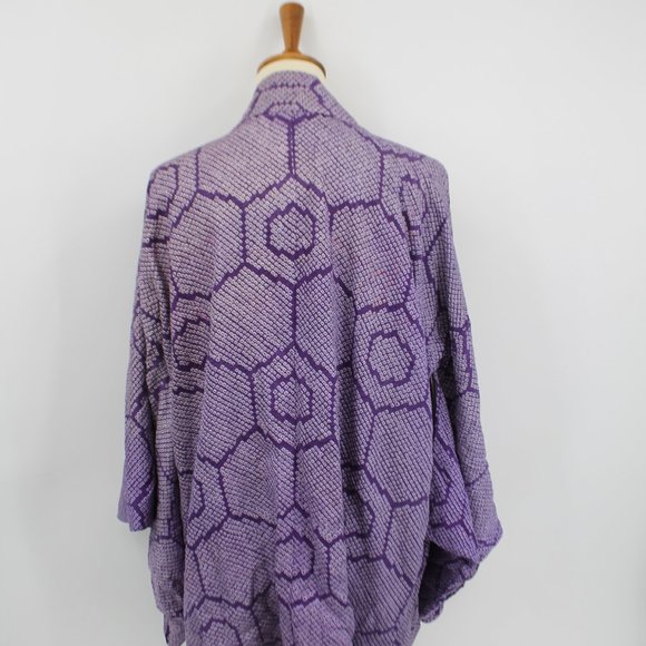 Vintage Silk Purple Pattern Lined Jacket L - Picture 7 of 8